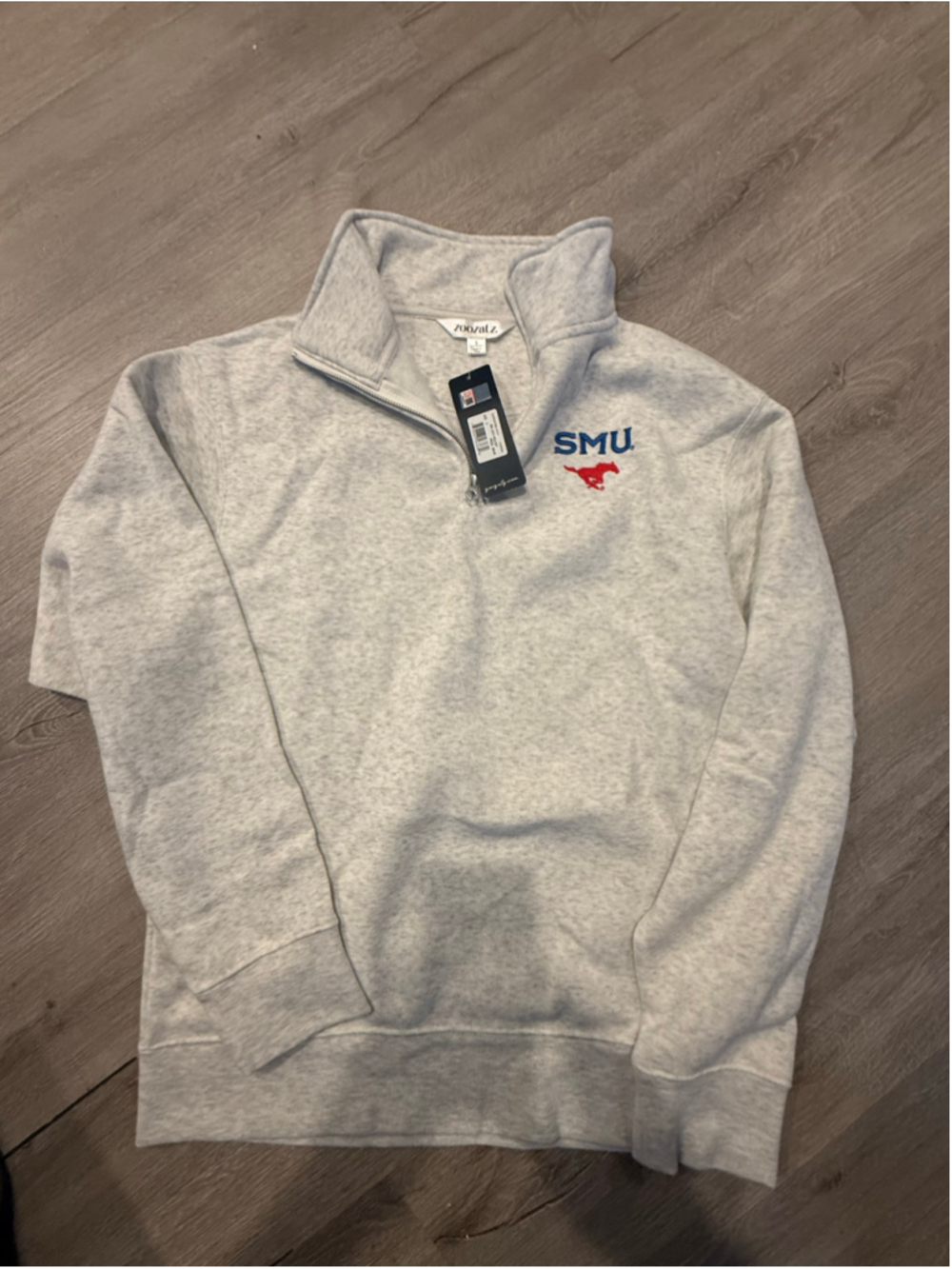 Women's ZooZatz SMU Mustangs Quarter-Zip Sweatshirt Grey Size S